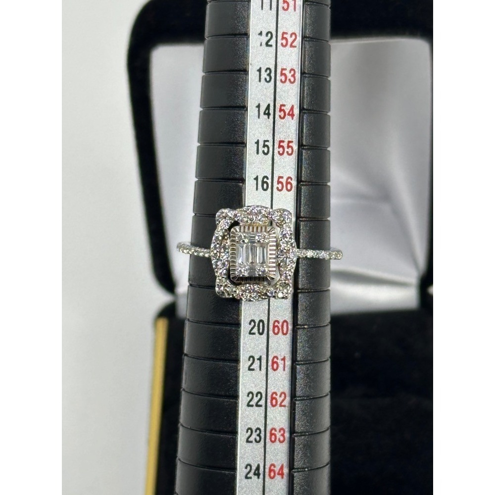 Sterling Silver Emerald Cut Cubic Zirconia Halo Engagement Ring Size 8.5 CZ 925 - Picture 9 of 9